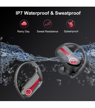 Cuffie Bluetooth Auricolari Bluetooth 5.3 con Stereo HiFi Jesebang Rosso Classico