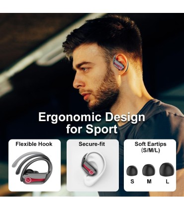 Cuffie Bluetooth Auricolari Bluetooth 5.3 con Stereo HiFi Jesebang Rosso Classico