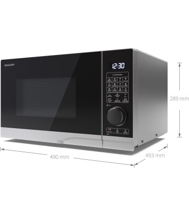SHARP YC-PC254AE-S Forno a microonde 25lt con griglia e aria calda, 900W 10 livelli di potenza,