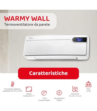 TERMOVENTILATORE DA PARETE PTC WARMY WALL 158640038