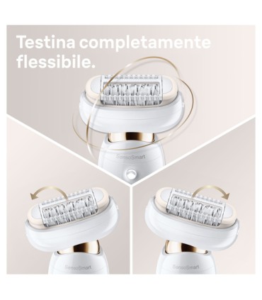 Braun Silk-épil 9 Flex 9-002 - Epilatore Elettrico Donna Bianco/Oro Con Testina Flessibile Per Un’Epilazione Più Semplice