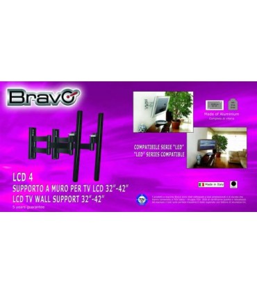 Bravo 92402559 Supporto TV a parete 106,7 cm (42") Nero
