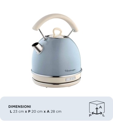 Ariete 2877 Bollitore elettrico 1,7 Litri di Design - Infusi, tè e tisane - Autospegnimento - 2000 Watt - Acciaio Inox - Linea 