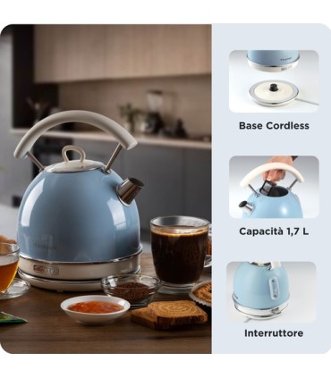 Ariete 2877 Bollitore elettrico 1,7 Litri di Design - Infusi, tè e tisane - Autospegnimento - 2000 Watt - Acciaio Inox - Linea 