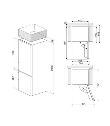 SMEG FRIGO RC20XNC INOX (C) 331LT NOFROST,MULTIFLOW,HXLXP 2000X598X592,INVERTER