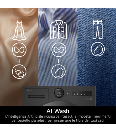 LG LAVAT. F4X7013TBB 13 kg NERA (A-40%)TurboWash AI WashInverter, AIDD, 6 Motion, Vapore, Wifi