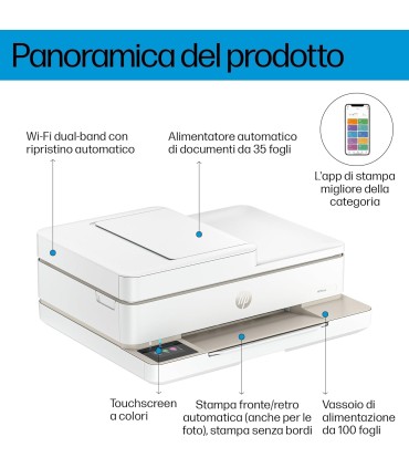 HP STAMPANTE ENVY 6520E ALL-IN-ONE PRINTSTAMPA COPIA SCANSIONE FAX DA DISPOSITIVI MOBILI