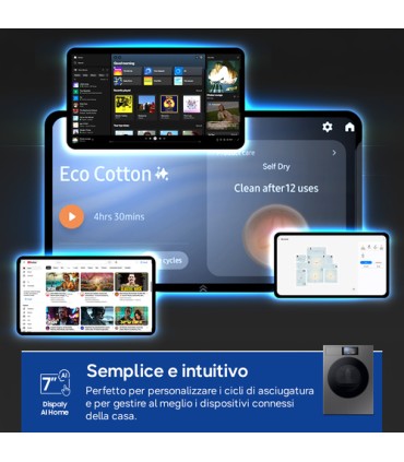 SAMSUNG ASCIUGAT.DV90F09F4SU3 9Kg SILVER (A) AI HOMEBespoke AI Home,AI Dry,Silent Dry,Pompa di calore