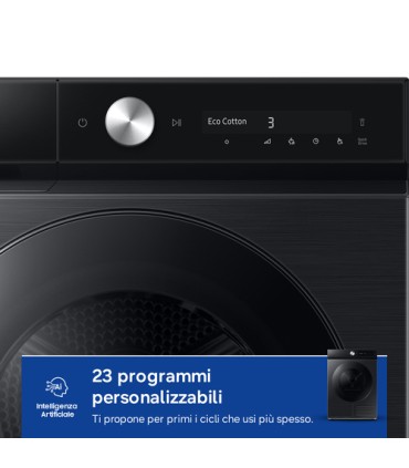 SAMSUNG ASCIUGAT.DV90DB7845GB/U3 9KG NERA (A)Bespoke AI 60x85x60,Nera,BespokeAI,QuickDry, Pompa di calore