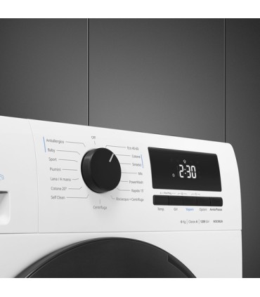 SMEG LAVAT. W3C062A 6kg 37cm Cabinet (A) 1200GG(AxLxP)84,5x58,5x45,5cm, 15Progr., Vapore,