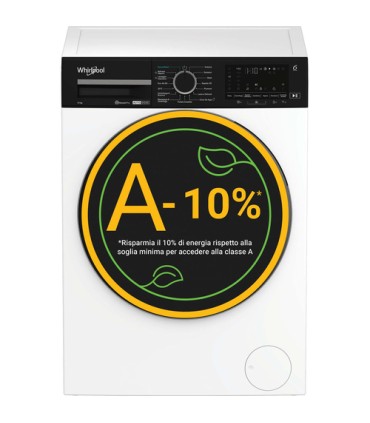 Whirlpool FRONT LOADER STD, Capacità 12kg, classe A -10%, bianco, Autodose, vapore, porta nera, Wi-Fi