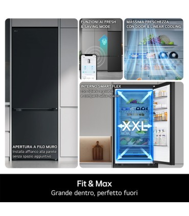 LG FRIGO GBBS726CPY INOX (C)375lt Smart Inverter, Metal back (LxAxP)59,7x203x67,4cm, TotalNoFrost, Wifi,AIFresh
