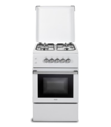 DE LONGHI CUCINA DL554GW2 BIANCA 50X50Valv.diSicurezza, Forno Gas, Coperchio, 4Fuochi