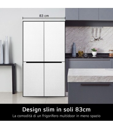 LG GMB860PYDE Frigorifero Multidoor Slim, Classe E, 530L, Wi-Fi, Total No Frost, Argento