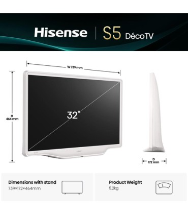 HISENSE LCD 32S5Q QLED DECO' BIANCO  32 QLED FHD SMART T2S2 HOTEL MODE