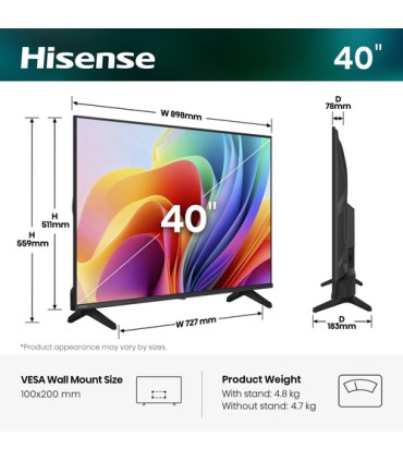 HISENSE LCD 40A49S HD SMART40 FHD SMART T2 S2