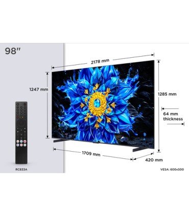 TCL LCD 98 98P8L MINI LED UHD GOOGLE TV98 144 HZ   MINiLED CASSE ONKIO 30W