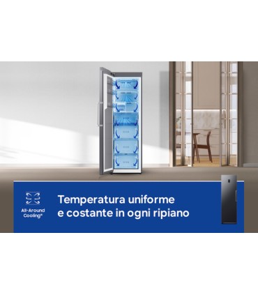 SAMSUNG CONG.VERT.RZ70H32HDTEF METAL BLACK (D) 323LT AI COOL, PORTA REVERS., TWIST ICEMAKER(AxLxP)186X59,5X69,4cm, TotalNoFrost,