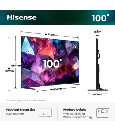 HISENSE LCD 100E7S PRO100 UHD QLED  144HZ SMART DOLBY VISION-ATMOS